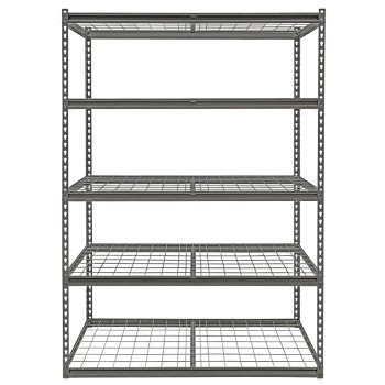 ProSource 310-ORG2505M Boltless Shelving Unit with Wire Decking, 5000 lb, 5-Shelf, 48 in OAW, 24 in OAD, 72 in OAH