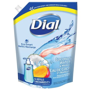 Dial 2095810 Hand Soap Refill, Liquid, Light Blue, Aquatic, Fruity, Coconut, 1.18 L