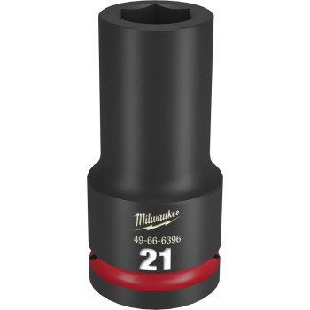 Milwaukee SHOCKWAVE Impact Duty 49-66-6396 Impact Socket, 21 mm Socket, 3/4 in Drive, Hex, Square Drive, 6 -Point, 1/PK