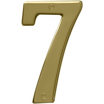 Hy-Ko Prestige Series BR-51PB/7 House Number, Character: 7, 5 in H Character, Brass Character, Solid Brass