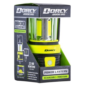 Dorcy Adventure Series 41-3125 Rechargeable Lantern, 4500 mAh, Lithium-Ion Battery, 1800 Lumens Lumens, Green