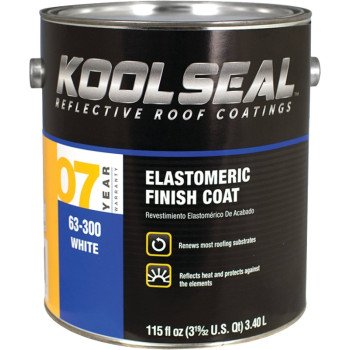 Kool Seal KS0063300-16 Elastomeric Roof Coating, White, 0.9 gal, Pail, Liquid