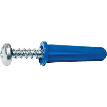 Midwest Fastener 10412 Conical Anchor with Screw, #10-12 Thread, 1 in L, Plastic