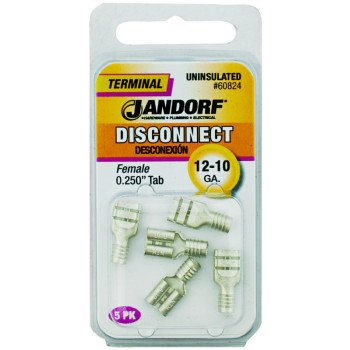 Jandorf 60824 Disconnect Terminal, 12 to 10 AWG Wire, Copper Contact, 5/PK