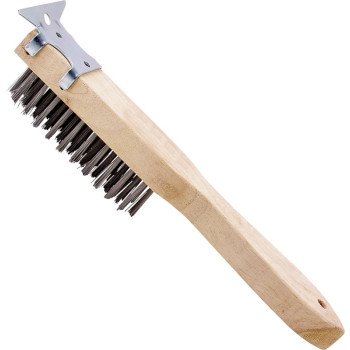 ProSource WB01411S Wire Brush with Scraper, 2-7/8 in L Trim, Metallic Bristle, 1 in W Brush, 11-1/2 in OAL