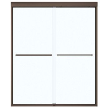 Maax Aura 135665-900-172 Shower Door, Dark Bronze Frame, Clear Glass, Tempered Glass, Semi Frame, 2-Panel, Glass