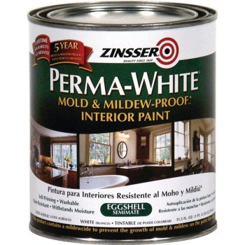 Zinsser 02774 Kitchen and Bath Paint, Eggshell, White, 1 qt, Can, Water