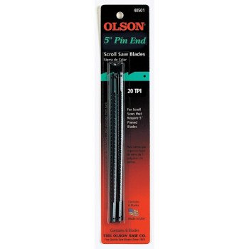 Olson SC40501 Pin End Scroll Blade, Hook Teeth, 20 TPI, 0.1 in W, 5 in L