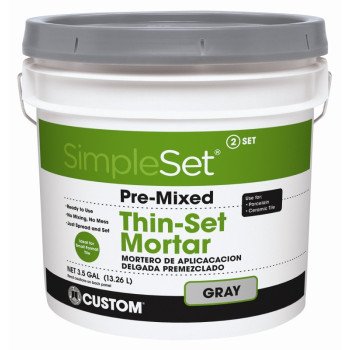 Custom CTTSG3 Thin-Set Mortar, Gray, Paste, 3.5 gal, Pail