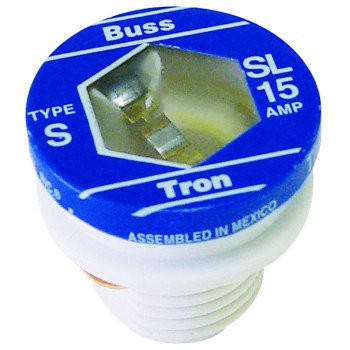 Bussmann BP/SL-15 Plug Fuse, 15 A, 125 V, 10 kA Interrupt, Time Delay Fuse