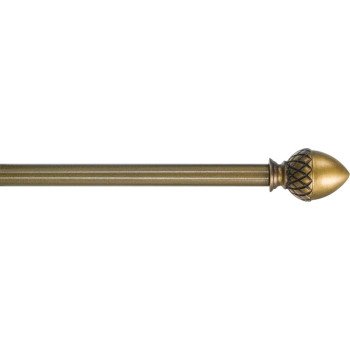 Kenney KN44100 Finial Rod, 1/2 in Dia, 28 to 48 in L, Plastic, Antique Brass