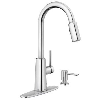 Moen Nori Series 87066SRS Kitchen Faucet, 1.5 gpm, 1-Faucet Handle, Stainless Steel, Stainless Steel, Deck Mounting