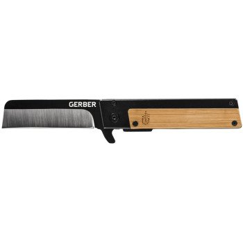 Gerber 31-003731 Flipper Knife, 2.7 in L Blade, 7Cr17MoV Stainless Steel Blade, Bamboo Handle