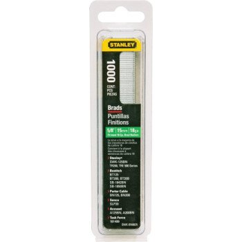 STANLEY SWKBN625S Brad Nail, 5/8 in L, Galvanized Steel, Chisel Point