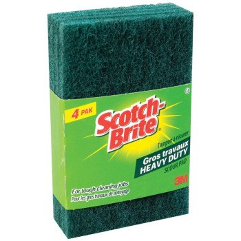 Scotch-Brite SB-411 Scouring Pad, 6 in L, 3.8 in W, Green