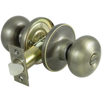 ProSource TF810V-PS Privacy Lockset, Tubular Design, Antique Brass, Stainless Steel, Reversible Hand