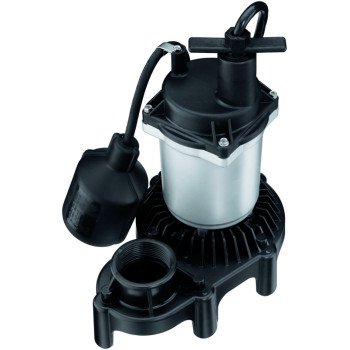 Simer 2161 Sump Pump, 1-Phase, 3.9 A, 115 V, 0.25 hp, 1-1/2 in Outlet, 20 ft Max Head, 1500 gph, Thermoplastic