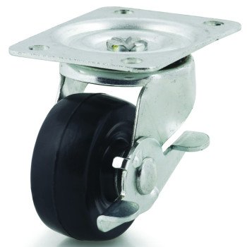 Dh Casters C-GD25HRSB Swivel Caster, 2-1/2 in Dia Wheel, 1-1/8 in W Wheel, Rubber Wheel, 200 lb