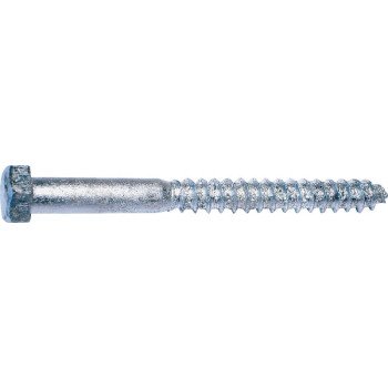 Midwest Fastener 05559 Lag Screw, 1/4-10 Thread, 3 in OAL, 2 Grade, Galvanized Steel, SAE Measuring