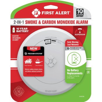 First Alert 1046796 Smoke and Carbon Monoxide Alarm with Slim Profile Design, Electrochemical, Photoelectric Sensor