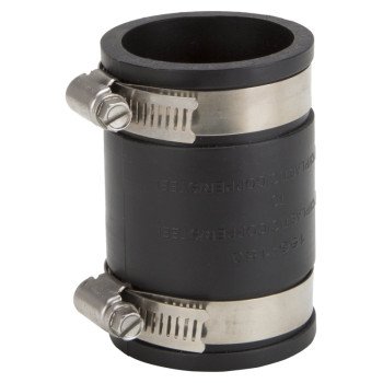 ProSource FC56-1515 Coupling, 1-1/2 x 1-1/2 in, Cast Iron, Plastic and Steel Drain Pipes, PVC, Black