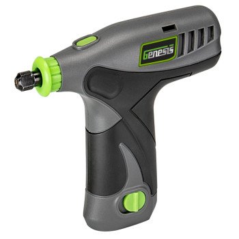 Genesis GLRT08B-65 Rotary Tool, Battery Included, 8 V, 1300 mAh, 1/8, 1/16, 3/32 in Chuck, 8000 to 18,000 rpm Speed