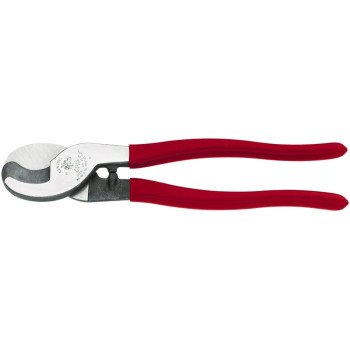 Klein Tools 63050 Cable Cutter, 9-1/2 in OAL, Steel Jaw, Cushion-Grip Handle, Red Handle