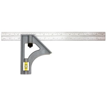 Johnson 415 Combination Square, 12 in L Blade, SAE Graduation, Stainless Steel Blade