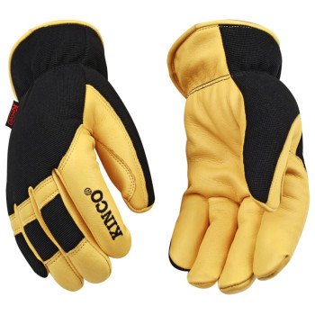 KincoPro 101HK-L Safety Gloves, Men's, L, Wing Thumb, Shirred Elastic Wrist Cuff, Polyester/Spandex Back, Gold