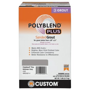 Custom Polyblend Plus PBPG1657-4 Sanded Grout, Delorean Gray, 7 lb Box