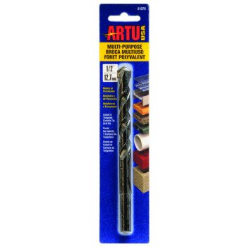 ARTU 01070 Jobber Drill Bit, 1/2 in Dia, 6-1/4 in OAL, Parabolic Flute, 3/8 in Dia Shank, Reduced Shank