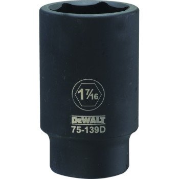 DEWALT DWMT75139OSP Impact Socket, 1-7/16 in Socket, 3/4 in Drive, 6-Point, CR-440 Steel, Black Oxide