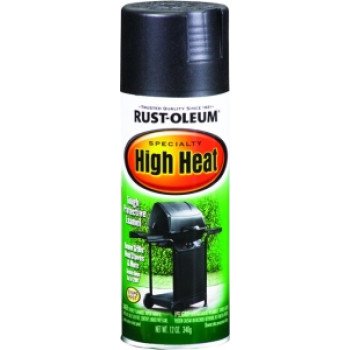 Rust-Oleum 7778830 High Heat Spray Paint, Flat, Barbecue Black, 12 oz, Can, Oil