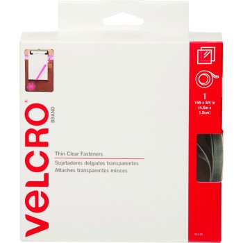 VELCRO Brand 91325 Fastener, 3/4 in W, 15 ft L, Clear, 5 lb