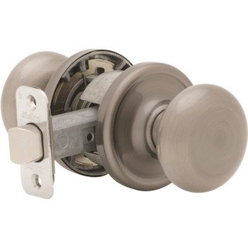 Kwikset 720J 15CP6AL Passage Knob, Satin Nickel, 1-3/8 to 1-3/4 in Thick Door, 2-1/4 in Strike