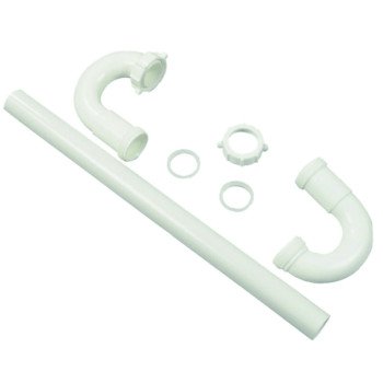 Danco 51665 S-Trap, 1-1/4 in, Slip Joint, Plastic, White