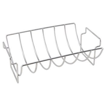 Omaha BBQ-37237 Rib and Roast Holder, 14-1/2 in L, Stainless Steel, Build-in Handle