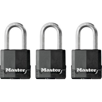 Master Lock Magnum Series M115XTRILF Padlock, Keyed Alike Key, 5/16 in Dia Shackle, 1-1/2 in H Shackle, Zinc