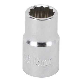 Vulcan MT6529119 Drive Socket, 13 mm Socket, 1/2 in Drive, 12-Point, Chrome Vanadium Steel, Chrome