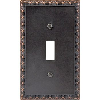 Amerelle 90TVB Wallplate, 4-15/16 in L, 3 in W, 1 -Gang, Cast Metal, Aged Bronze