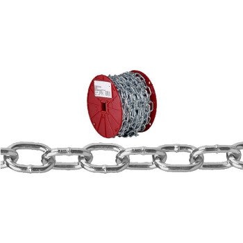 Campbell 0722957 Passing Link Chain, 2/0, 50 ft L, 450 lb Working Load, Steel, Zinc