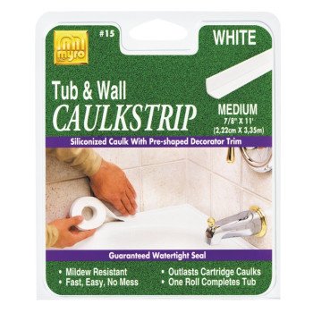 Homax 34015 Caulking Strip, White, 120 deg F, 7/8 in W X 11 ft L