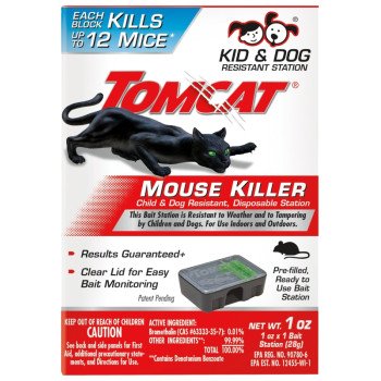 Tomcat 0370610 Disposable Mouse Bait Station, 2 oz Bait, 1 -Opening, Plastic, Black/Clear