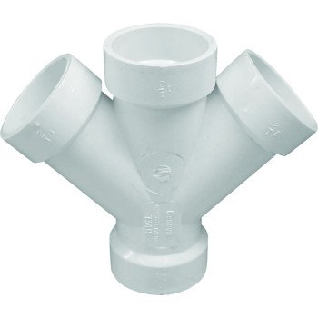 IPEX 192352 Double Pipe Wye, 2 in, Hub, PVC, White, SCH 40 Schedule