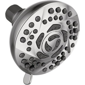 Peerless 76810 Shower Head, 1.75 gpm, 1/2 in Connection, IPS, 8-Spray Function, ABS, Chrome-Plated, 4-1/4 in Dia