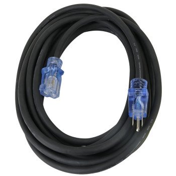 PowerZone OREC732825 Extension Cord, 12/3 AWG Cable, 25 ft L, 15 A, Black