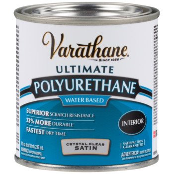 VARATHANE 200261H Polyurethane Paint, Liquid, Crystal Clear, 0.5 pt, Can