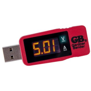 Gardner Bender GUSB-3450 USB Multimeter, LED Display, Functions: Current, Voltage, Red