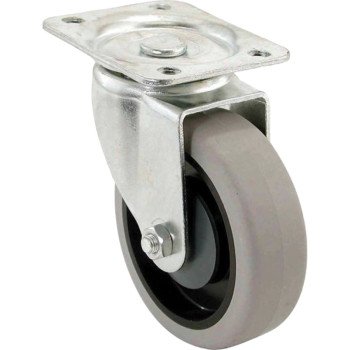 Shepherd Hardware 400 Series 9735 Swivel Caster, 4 in Dia Wheel, TPR Wheel, Gray, 250 lb