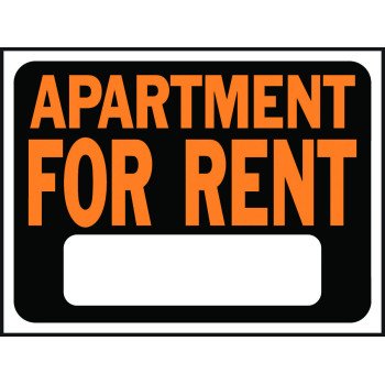 Hy-Ko Hy-Glo Series 3001 Identification Sign, Rectangular, APARTMENT FOR RENT, Fluorescent Orange Legend, Plastic